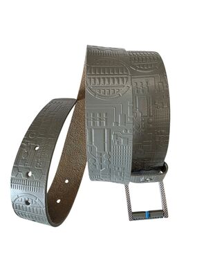 Nixon X Star Wars Gray Embossed Tech-Pattern Leather Classic Belt RARE